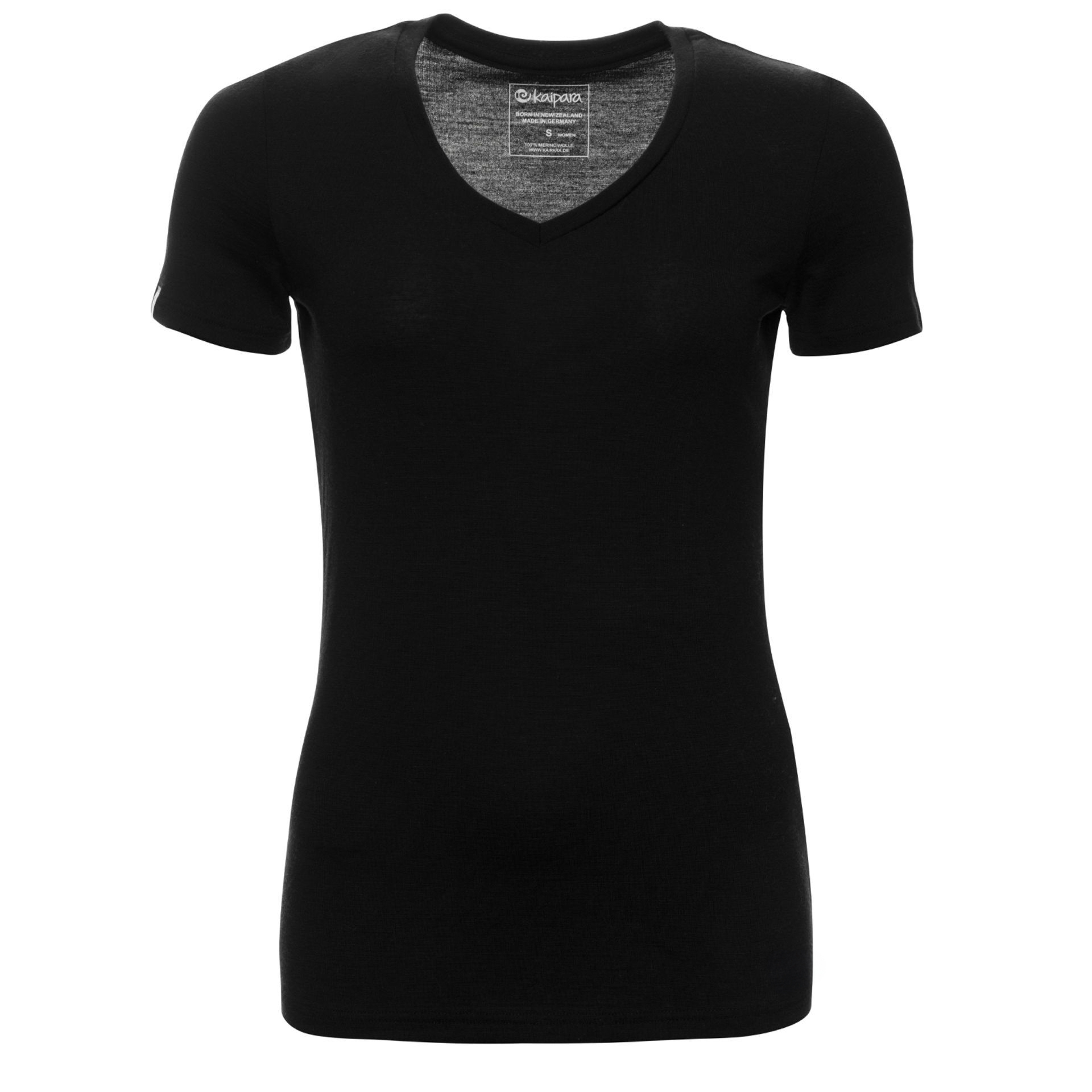 Merino Shirt Damen Kurzarm Slim Fit V-Ausschnitt 200