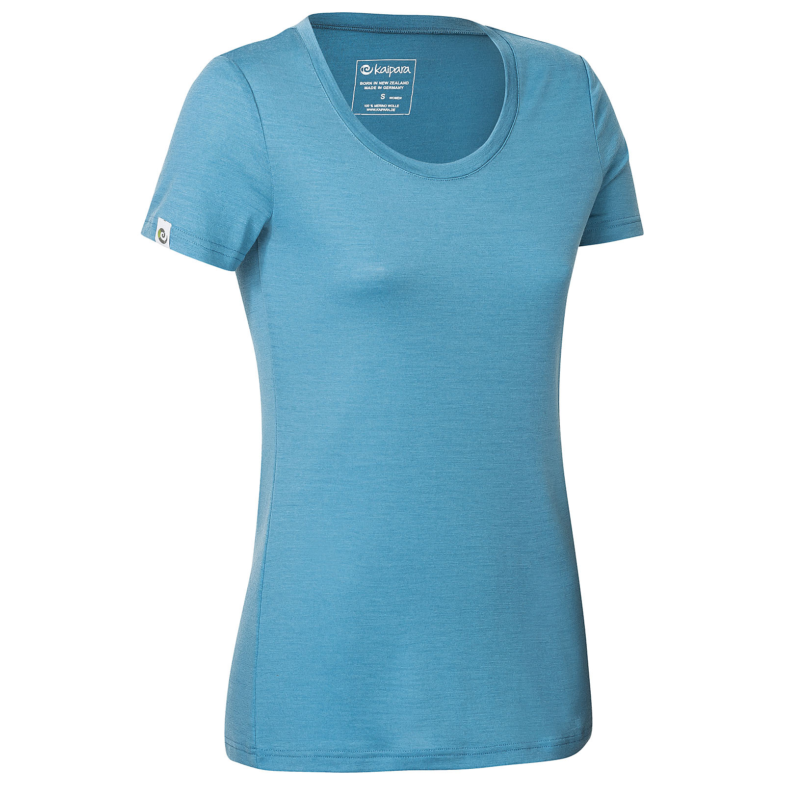 Merino Shirt Damen Kurzarm Slimfit 200 weiter Halsausschnitt