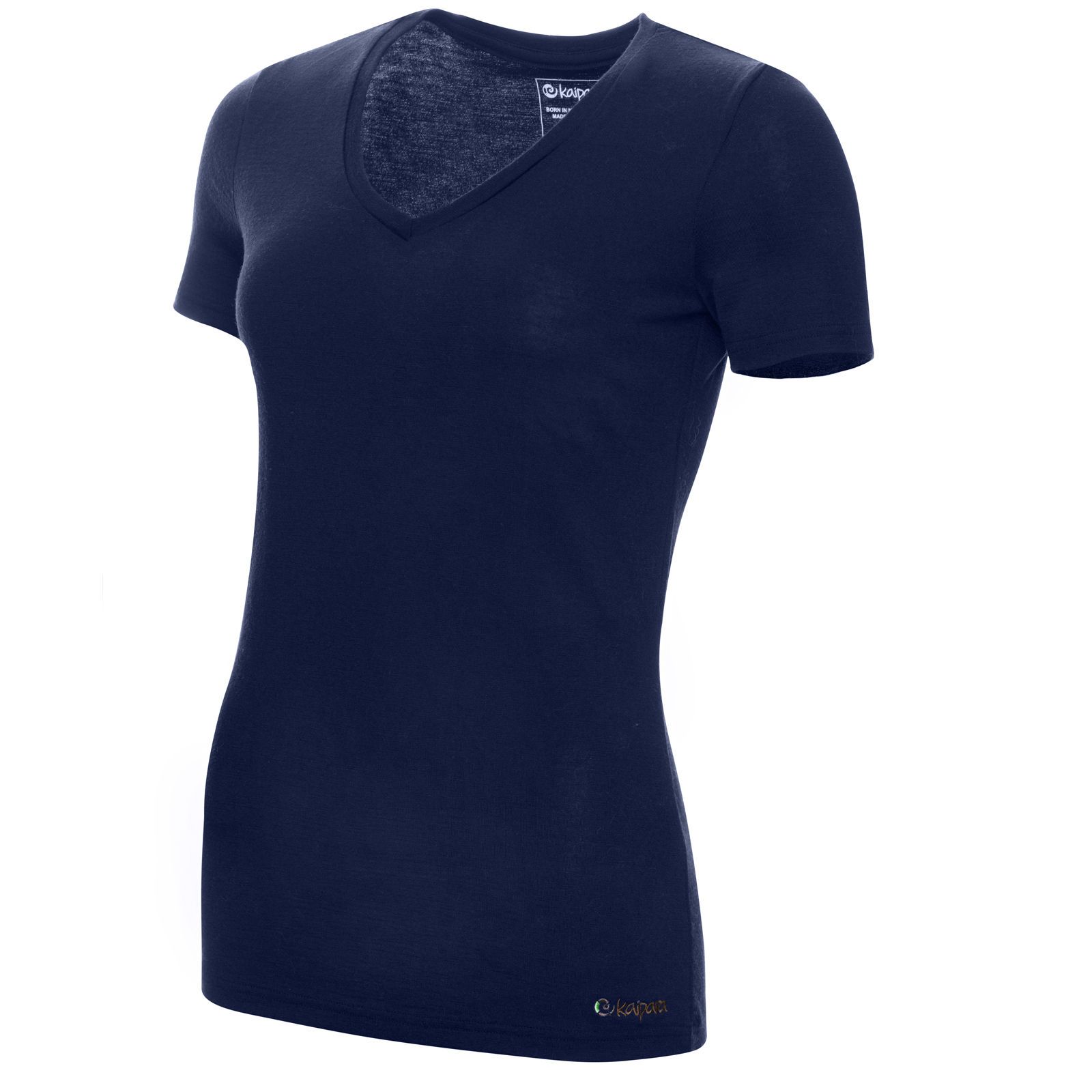 Merino Shirt Damen Kurzarm Slimfit V-Neck 200