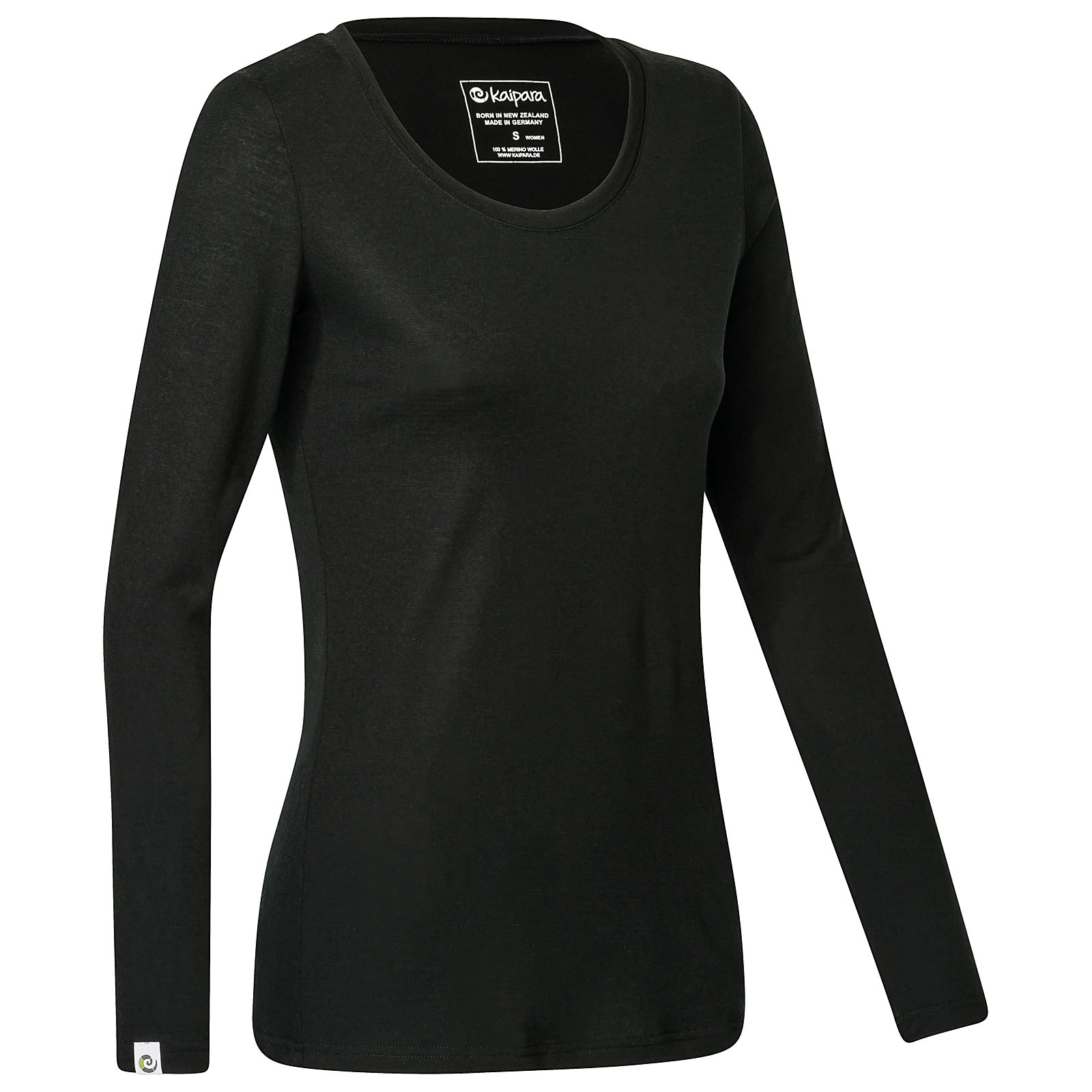 Merino Longsleeve Damen Slimfit 200 mit weitem Rundhals