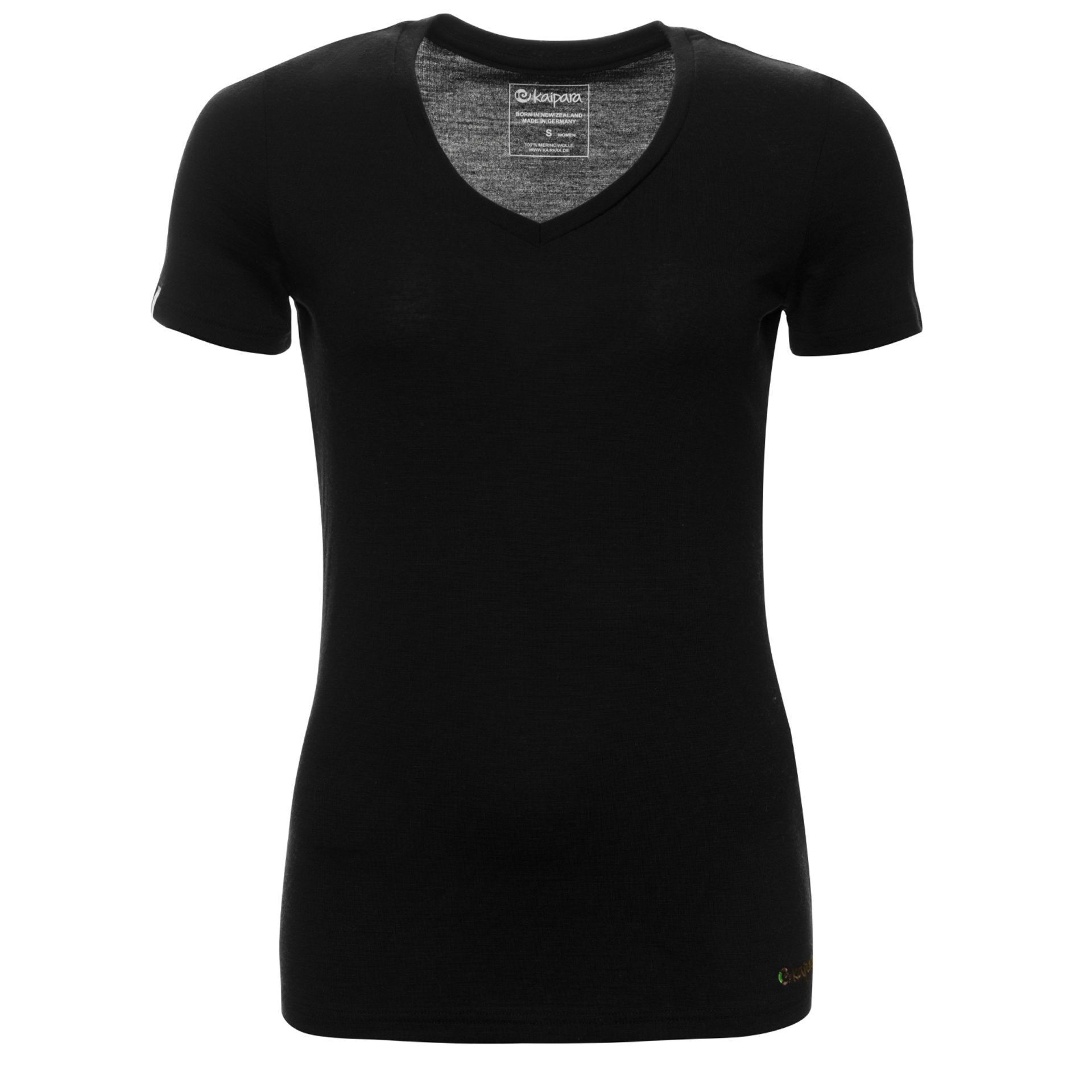 Merino Shirt Damen Kurzarm Slim Fit V-Ausschnitt 200