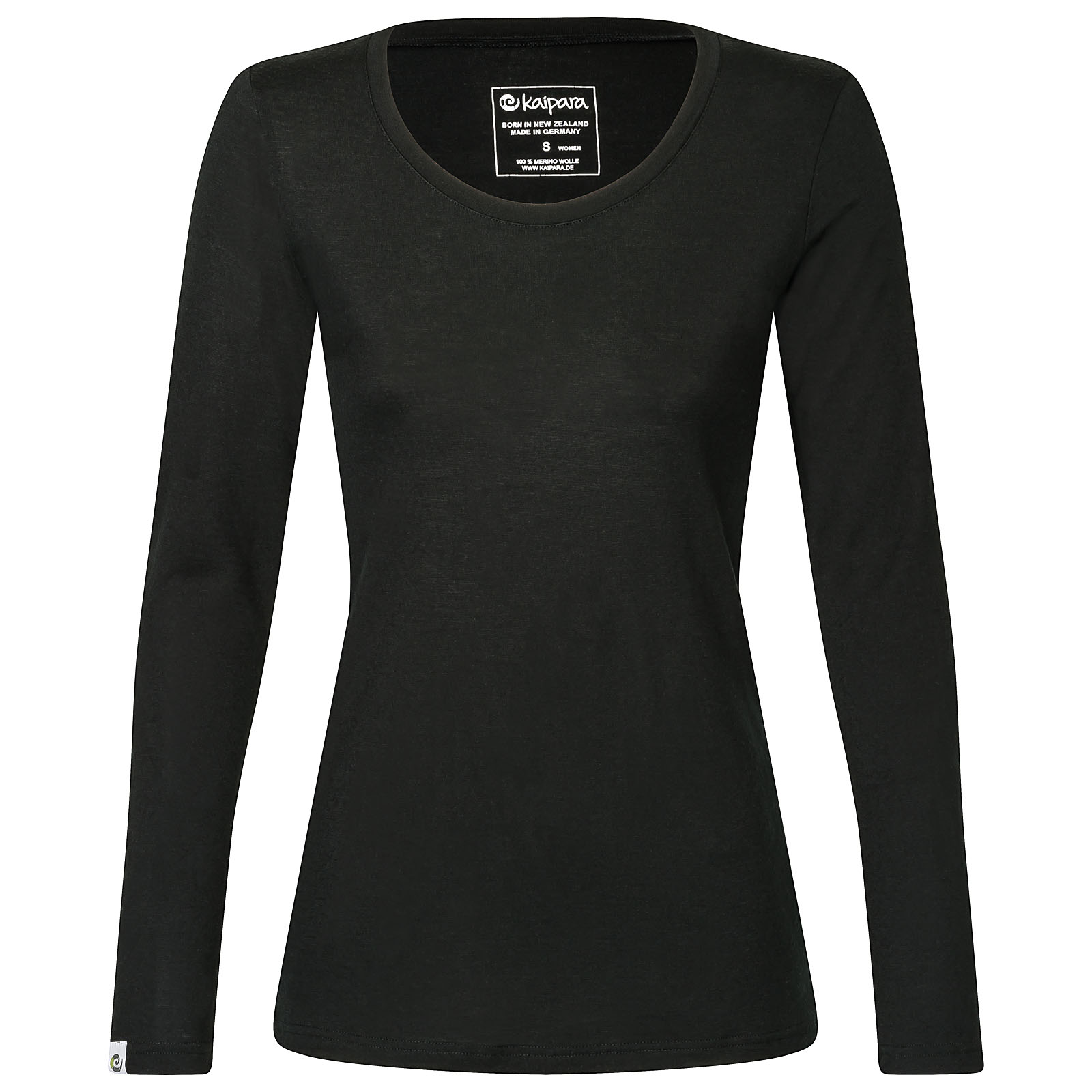 Merino Longsleeve Damen Slimfit 200 mit weitem Rundhals