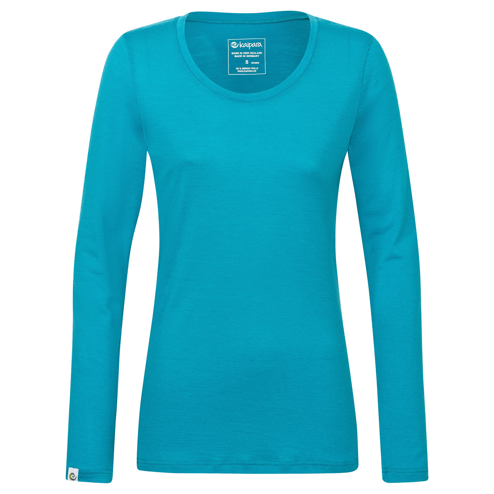 Merino Longsleeve Damen Slimfit 150 mit weitem Rundhals