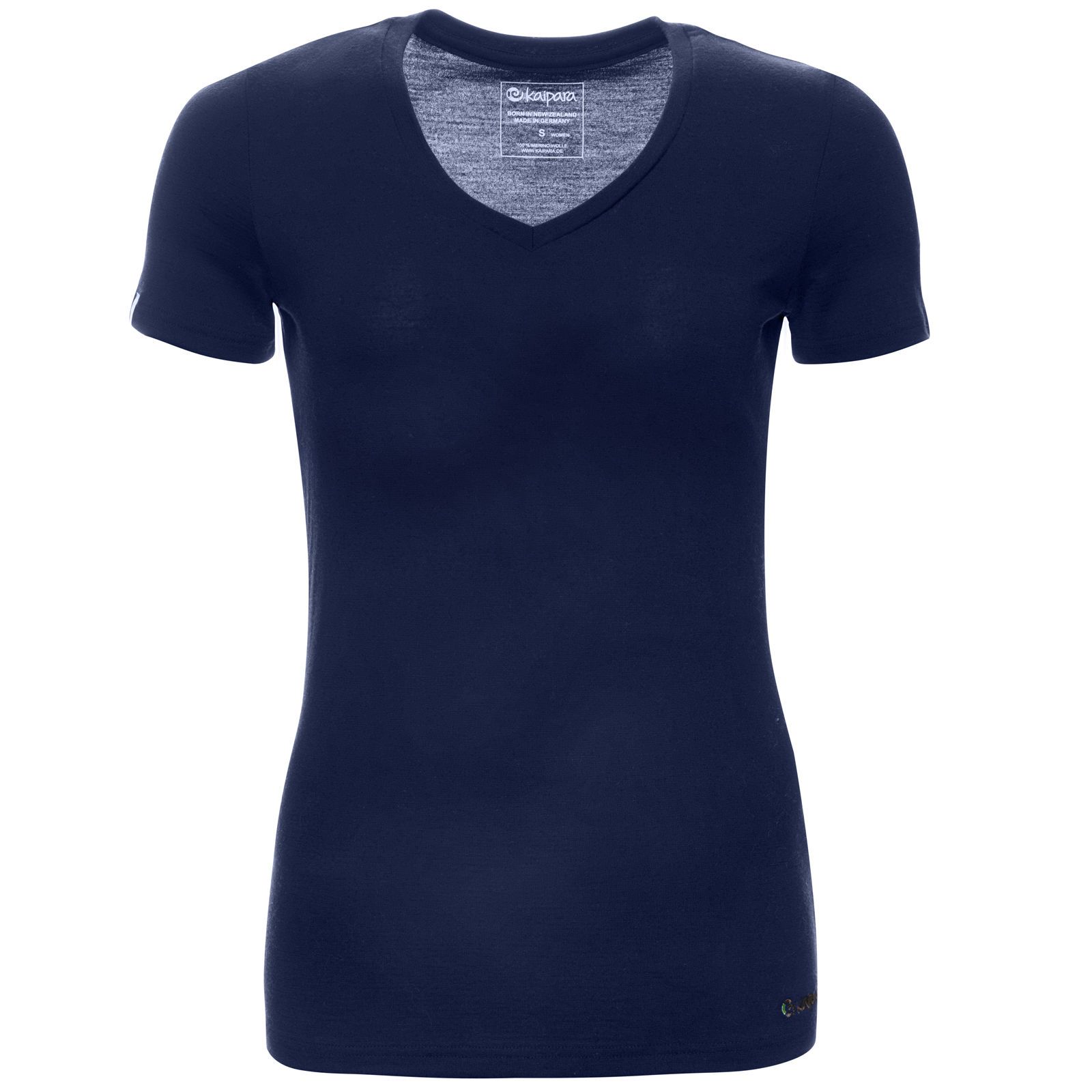 Merino Shirt Damen Kurzarm Slimfit V-Neck 200