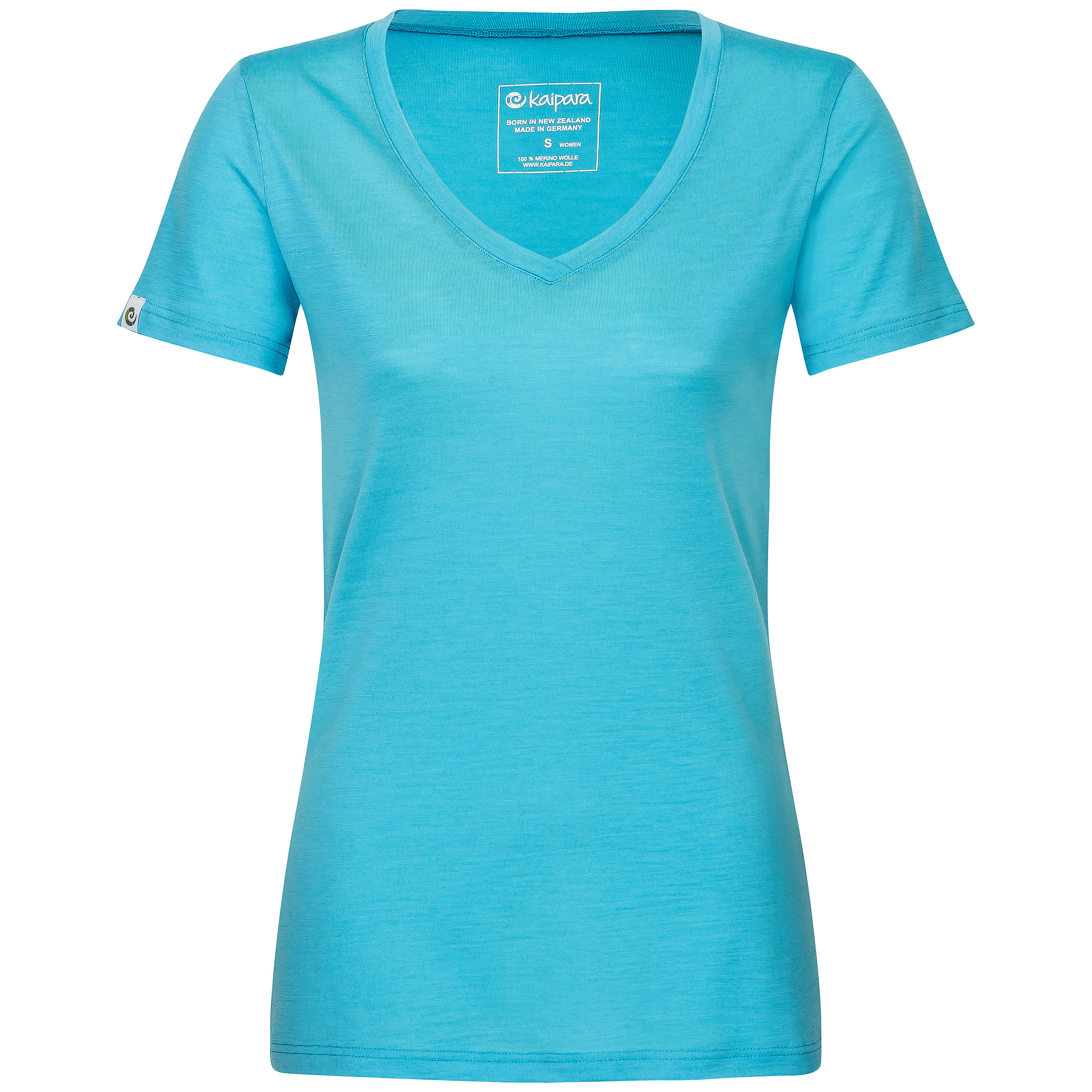 Merino Shirt Damen Kurzarm Slim Fit V-Ausschnitt 200