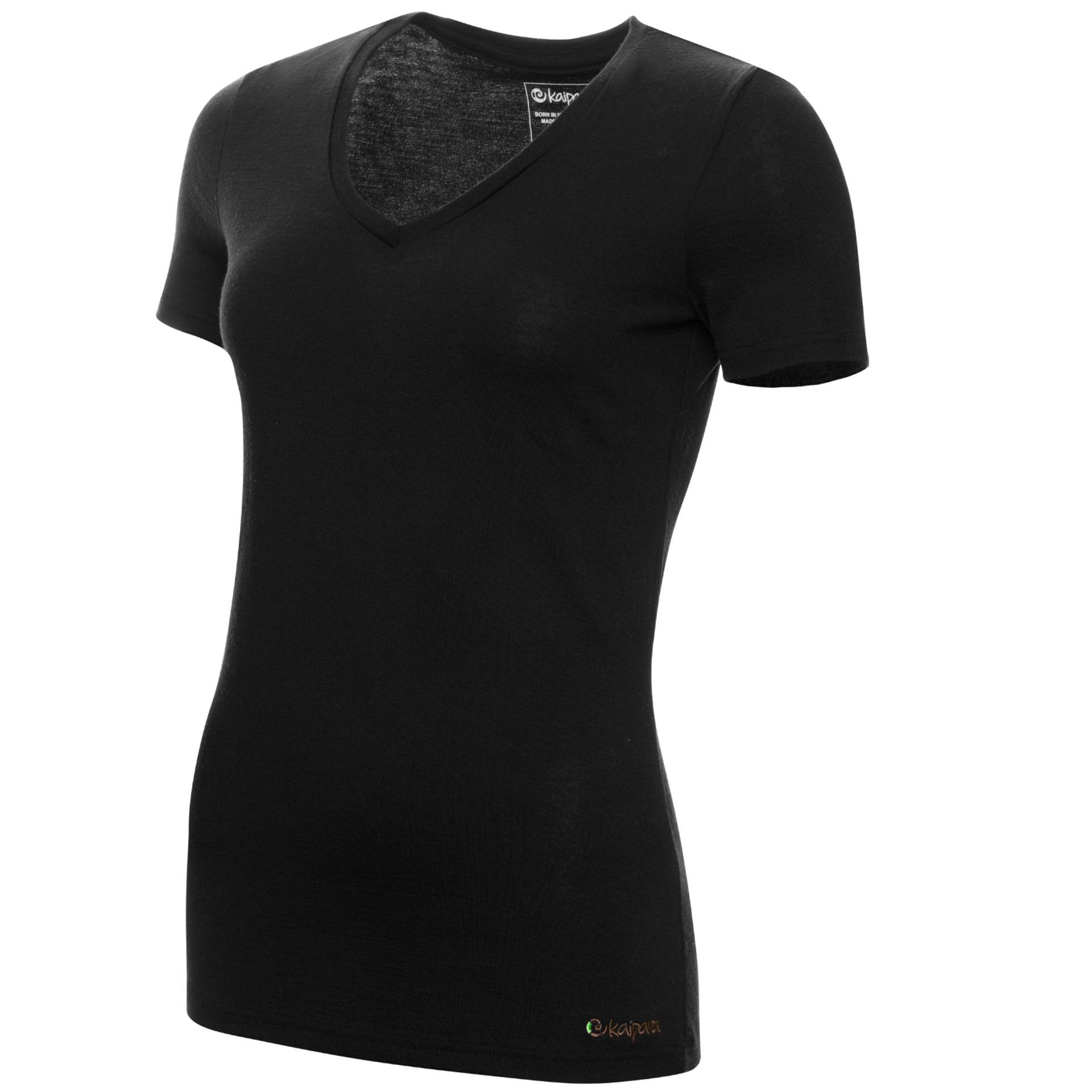 Merino Kurzarm Unterhemd Damen Slimfit V-Neck 200