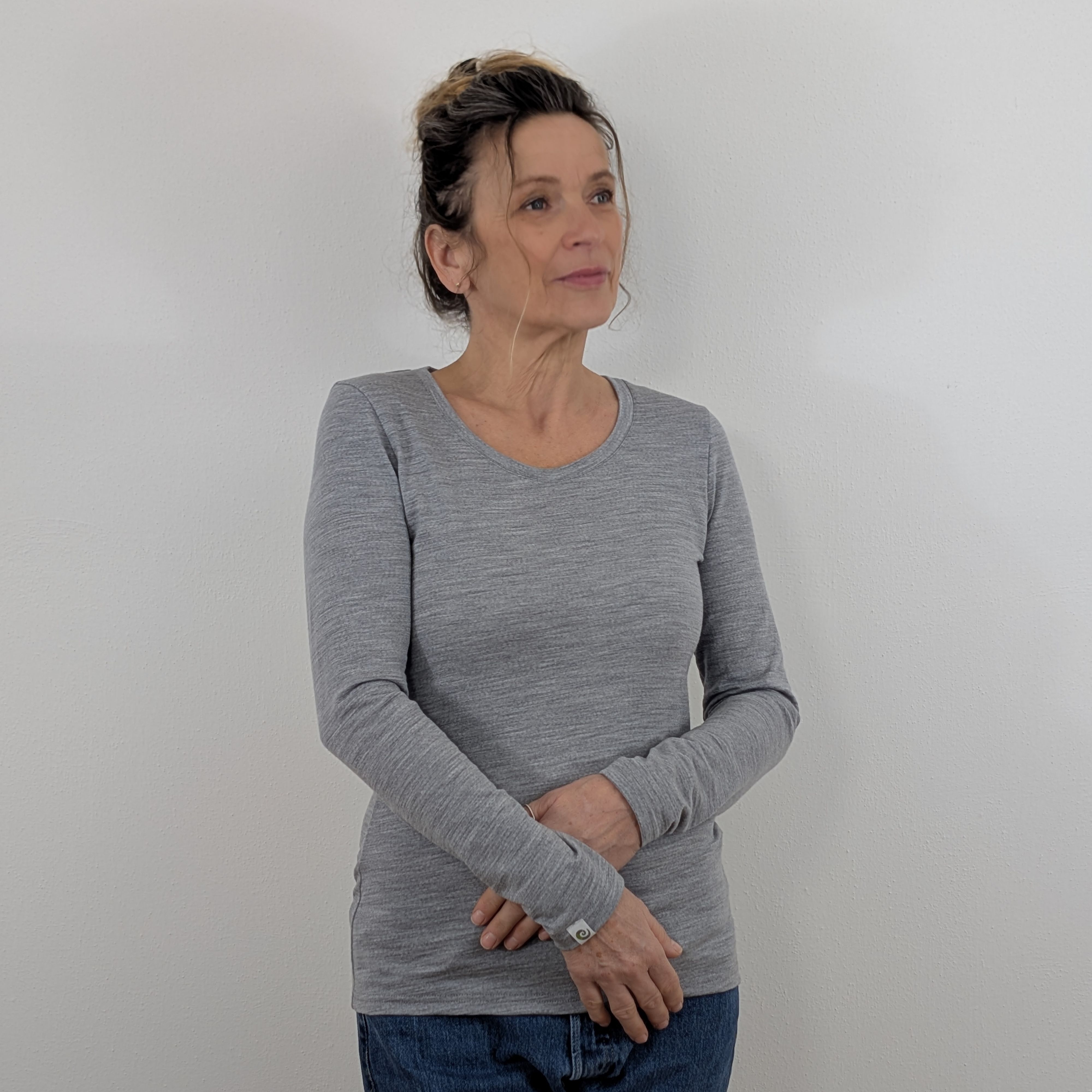 Merino Longsleeve Damen Slim Fit 200 weiter Rundhals